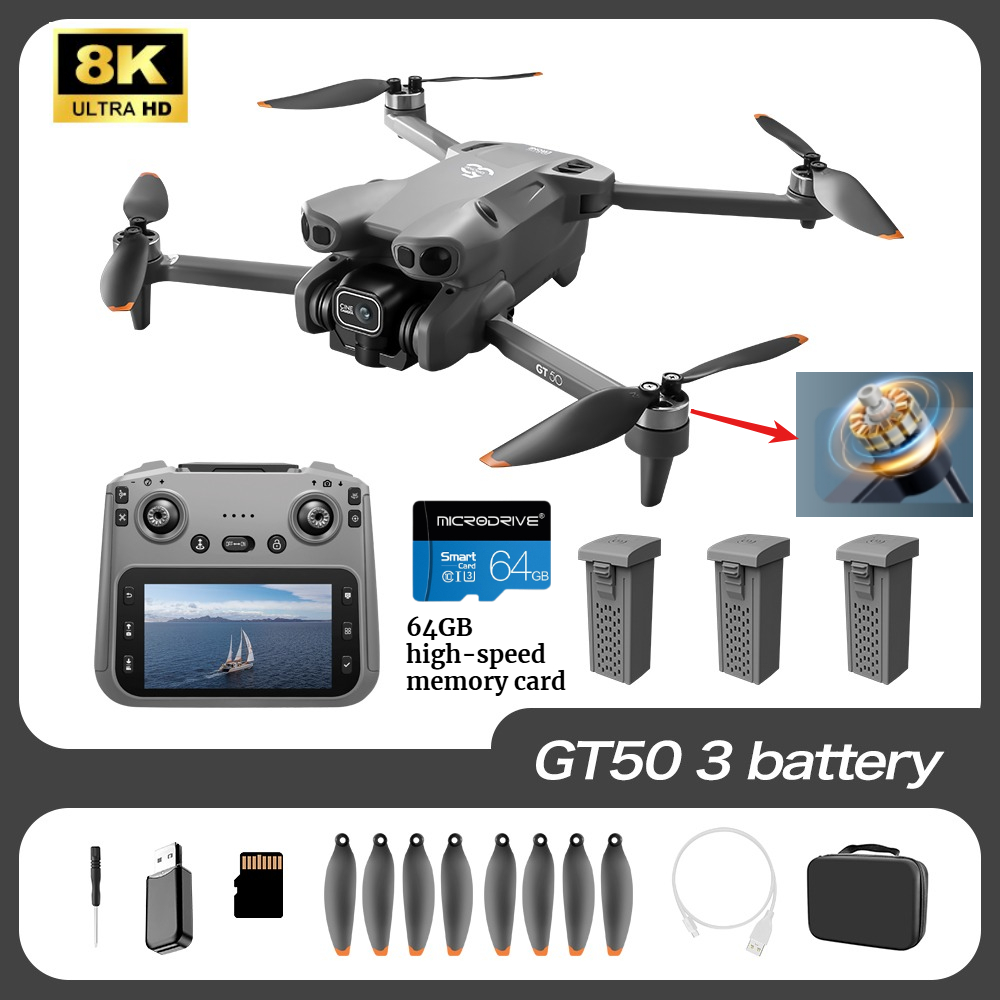 Drone Rc Gt50 - Obstacle-Avoidance 4.3-inch Screen Aerial Photography Brushless