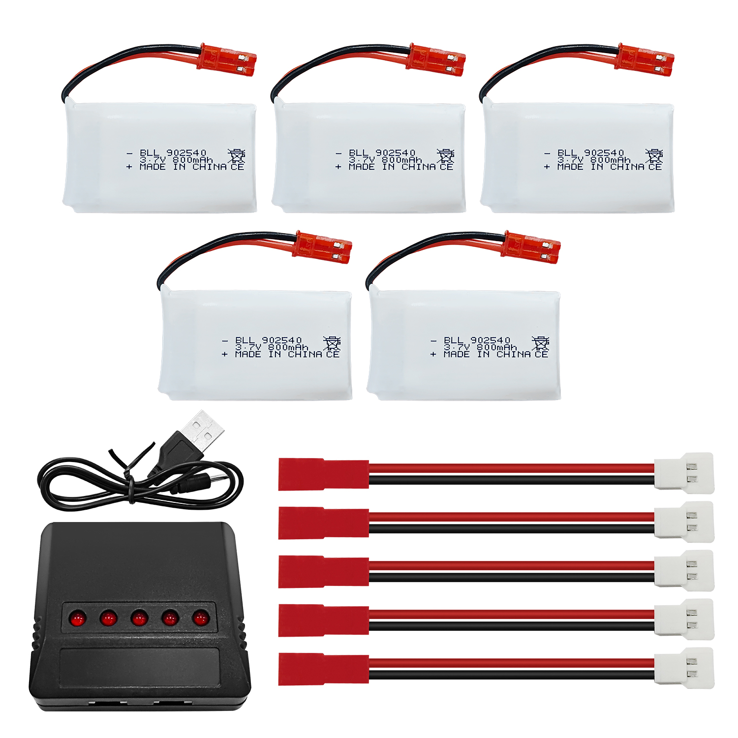 Drone Mjx Rc - 5PCS 3.7V 800mAh 30C Lipo Battery+5-in-1