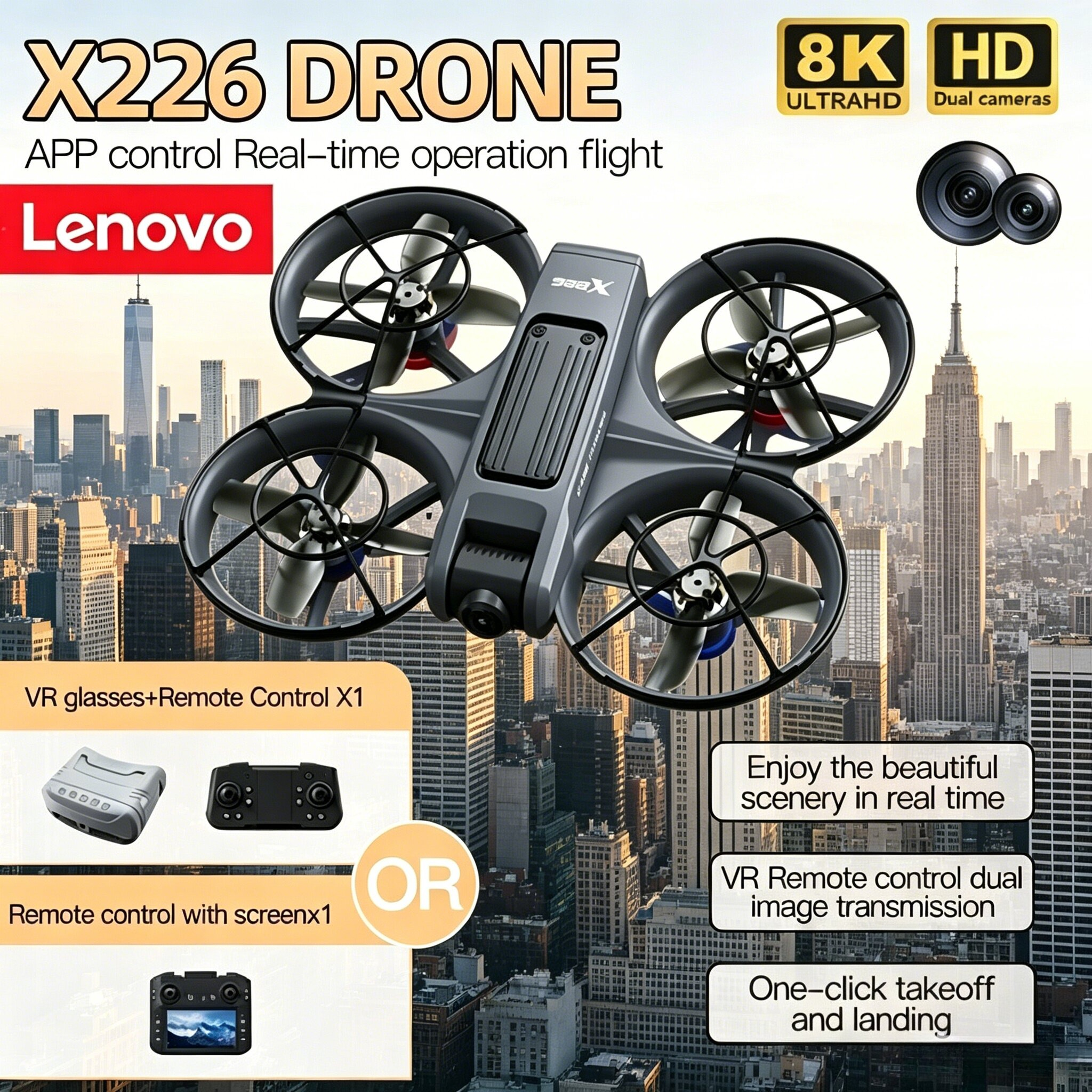 Lenovo X226 X226VR 8K HD Camer - Drone Rc X226 reseña y precio
