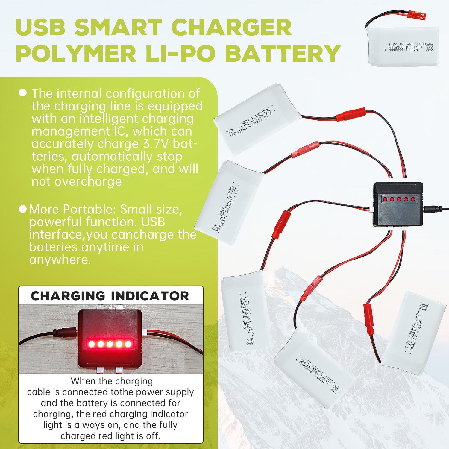 5PCS 3.7V 1200mAh 30C JST Plug - Drone Mjx Rc reseña y precio