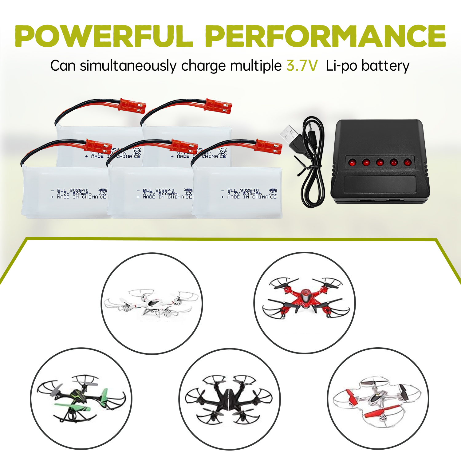 5PCS 3.7V 800mAh 30C Lipo Batt - Drone Mjx Rc reseña y precio
