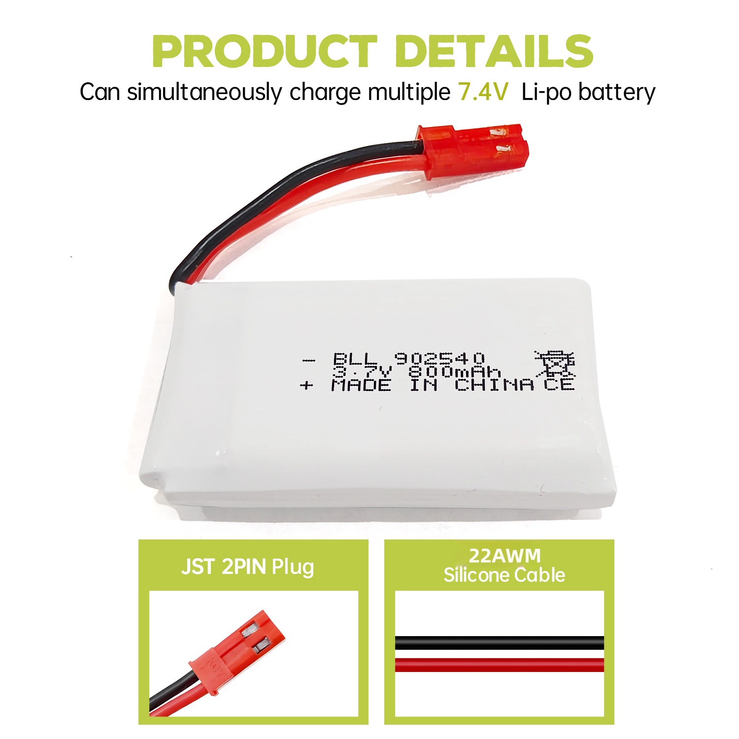 5PCS 3.7V 800mAh 30C Lipo Batt - Drone Mjx Rc reseña y precio