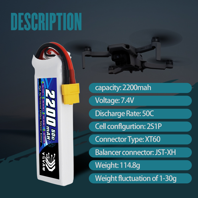 VSVAW 7.4V 2200mah 2S Drone Li - Drone Rc Boat reseña y precio