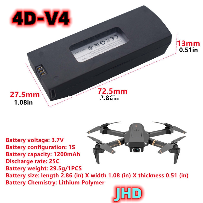 JHD Bateria 4DRC V4 Battery 3. - Drone Rc V4 reseña y precio