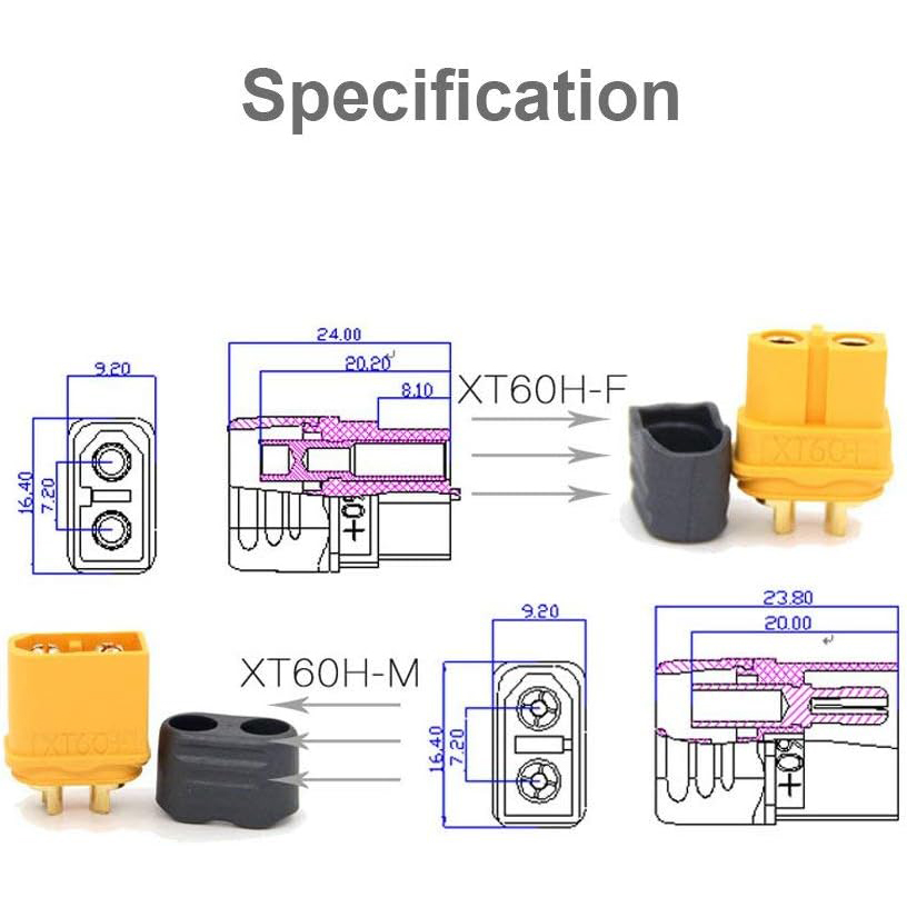 5Pairs XT60H connector plug wi - Drone Rc Link reseña y precio